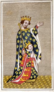 Ritratto di Riccardo III (1452 - 1485) bambino e suo padre Riccardo di York. Incisione della fine del XVIII secolo. Biblioteca di Brera, Milano. da Unknown artist