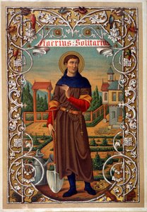 Ritratto di San Fiacre (giardiniere, eremita vicino a Meaux), libro n.d. XIX secolo