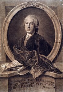 Ritratto del compositore inglese Johann Adolf Hasse (1699-1783) Incisione. XVIII secolo. Bologna, museo civico musicale da Unknown artist