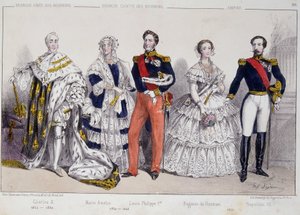 Ritratto dei Borboni. Da sinistra a destra: Carlo X (1757-1836), Maria Amalia (1782-1866), Luigi Filippo I (1773-1850), Eugenia de Guzman (1826-1920) e Napoleone III (1808-1873) da Unknown artist