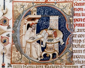 Ritratto del monaco copista Ugo di Firenze (Miniatura, c.1320) da Unknown artist