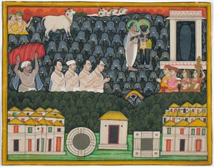 Pratham Milan, Shrinathji che si rivela a Vallabhacharya sul Monte Govardhan da Unknown artist
