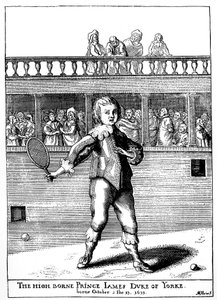 Principe Giacomo, Duca di York (1633-1701) che gioca a palm, in seguito divenuto Giacomo II d