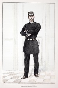 Ispettore principale (1894). Acquaforte a colori, per illustrazione 