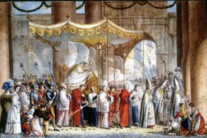 Processione a Roma nel 1835 di Papa Gregorio XVI (1765 - 1846).