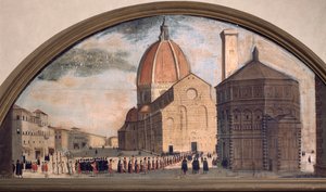 Processione sulla piazza del Duomo di Santa Maria del Fiore, Firenze da Unknown artist
