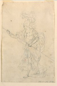Progetto per un costume teatrale di un guerriero classico da Unknown artist