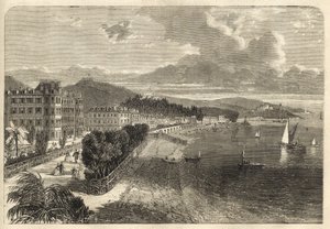 Promenade des Anglais a Nizza nel 1866 - incisione da Unknown artist