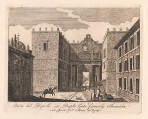 Porta del Popolo o Porta Flaminia: 1. la Chiesa di Santa Maria del Popolo da Unknown artist