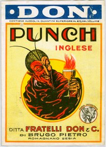 Pubblicità di alcolici Punch inglese con un diavolo (cromolitografia)