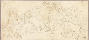 Putti che Giocano con Cervo e Cane da Unknown artist