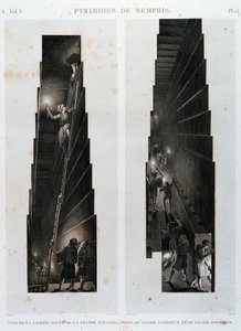 Piramidi di Menfi: vista della galleria superiore della Grande Piramide, presa dal cuscinetto superiore e inferiore - in "Descrizione dell