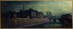 Quai des Orfèvres, Pont Saint-Michel, Notre-Dame, circa 1860; effetto notte, attuale 1° e 4° arrondissement, tra il 1855 e il 1865 da Unknown artist