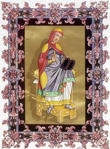Radegonda (ca. 520 - 587), regina di Francia, moglie di Clotario I. Cromolitografia del XIX secolo basata su un
