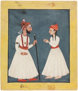Raja Shamsher Sen con un Giovane da Unknown artist
