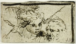 Sacrificio di Isacco di Rembrandt - Teste di Abramo e di angelo