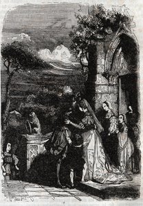 Renaud che ritorna alla sua famiglia - incisione del 1851 da "Orlando Furioso"