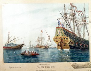 Rappresentazione di navi italiane, galee, brigantini del XVI secolo da Unknown artist