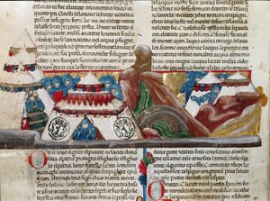 Rappresentazione di Giulio Cesare (101-44 a.C.) seduto vicino al suo campo militare (dettaglio) da Unknown artist