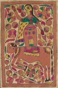 Cavaliere e creatura quadrupede con motivo floreale da Unknown artist