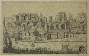 Paesaggio fluviale con rovine romane da Unknown artist