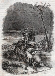 Orlando massacra il popolo di Cymosque - incisione del 1851 da “Orlando Furioso” da Unknown artist