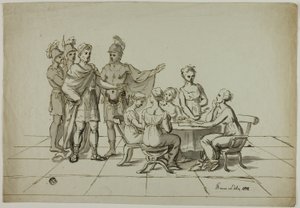 Imperatore Romano che si Avvicina a un Gruppo di Donne Sedute a Tavola da Unknown artist