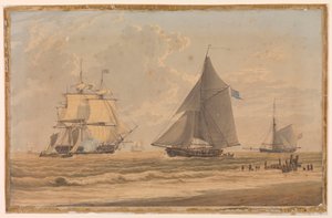 Nave a vela della Royal Navy vicino alla riva, inizio XIX secolo da Unknown artist