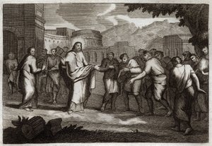Bibbia di Royaumont, Nuovo Testamento: I dieci lebbrosi. Gesù Cristo guarisce dieci lebbrosi. Illustrazione del 1811 da Unknown artist