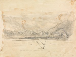 Paesaggio rurale con montagne in lontananza da Unknown artist