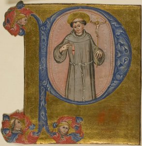 San Francesco in una "P" iniziale storicizzata