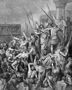 San Paolo viene fermato a Gerusalemme. Incisione del XIX secolo da Unknown artist