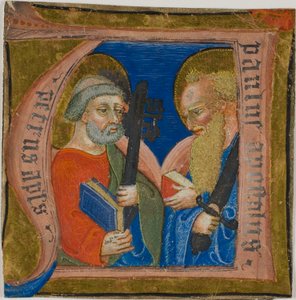 I santi Pietro e Paolo in una "N" iniziale storicizzata da un libro di coro