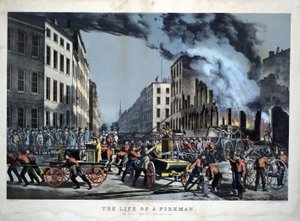 Scena di vita quotidiana dei pompieri americani da Unknown artist