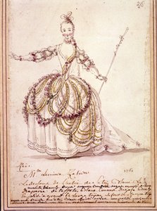Scenografia: disegno di costume per la pastorale "Zais" di Jean-Philippe Rameau. Acquerello. 1761 da Unknown artist
