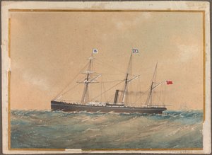 Nave a vapore a elica con bandiera Satsuma, probabilmente 