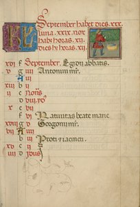 Pagina del calendario di settembre; Raccolta dell