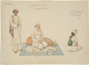 Shah Inayat Allah di Sind con il suo musicista Makkhu e il suo assistente Shaykh Qiyam al-Din, pagina dell
