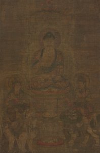 Triade di Shakyamuni: Buddha assistito da Manjushri e Samantabhadra da Unknown artist