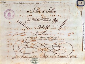 Pagina di spartito musicale per Salve Regina di Domenico Scarlatti