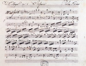 Pagina della partitura per il primo violino nella Sinfonia n. 7, di Mozart da Unknown artist