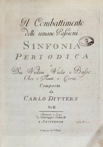 Pagina della partitura della Sinfonia Periodica (il Combattimento delle Passioni Umane) di Karl Ditters von Dittersdorf da Unknown artist
