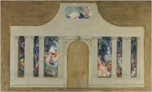 Bozzetto per un set: Farandola di giovani donne con fiori da Unknown artist