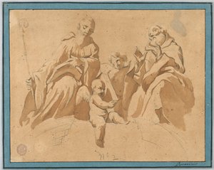 Schizzo per un dipinto murale: Due monaci santi da Unknown artist