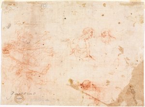 Schizzo di due uomini e altre figure varie (verso) da Unknown artist
