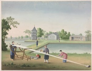 Filatura del tessuto, preparazione delle foglie di tè, preparazione della seta da Unknown artist