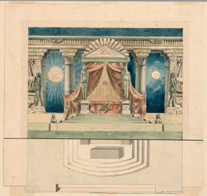 Scenografia, altare nel tempio egizio