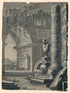 Scenografia, vedute antiche in giardino da Unknown artist