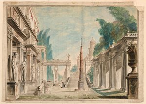 Scenografia, Edificio Adiacente al Paesaggio del Parco da Unknown artist