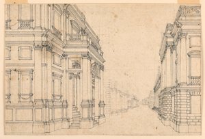Scenografia: Strada cittadina con palazzi da Unknown artist